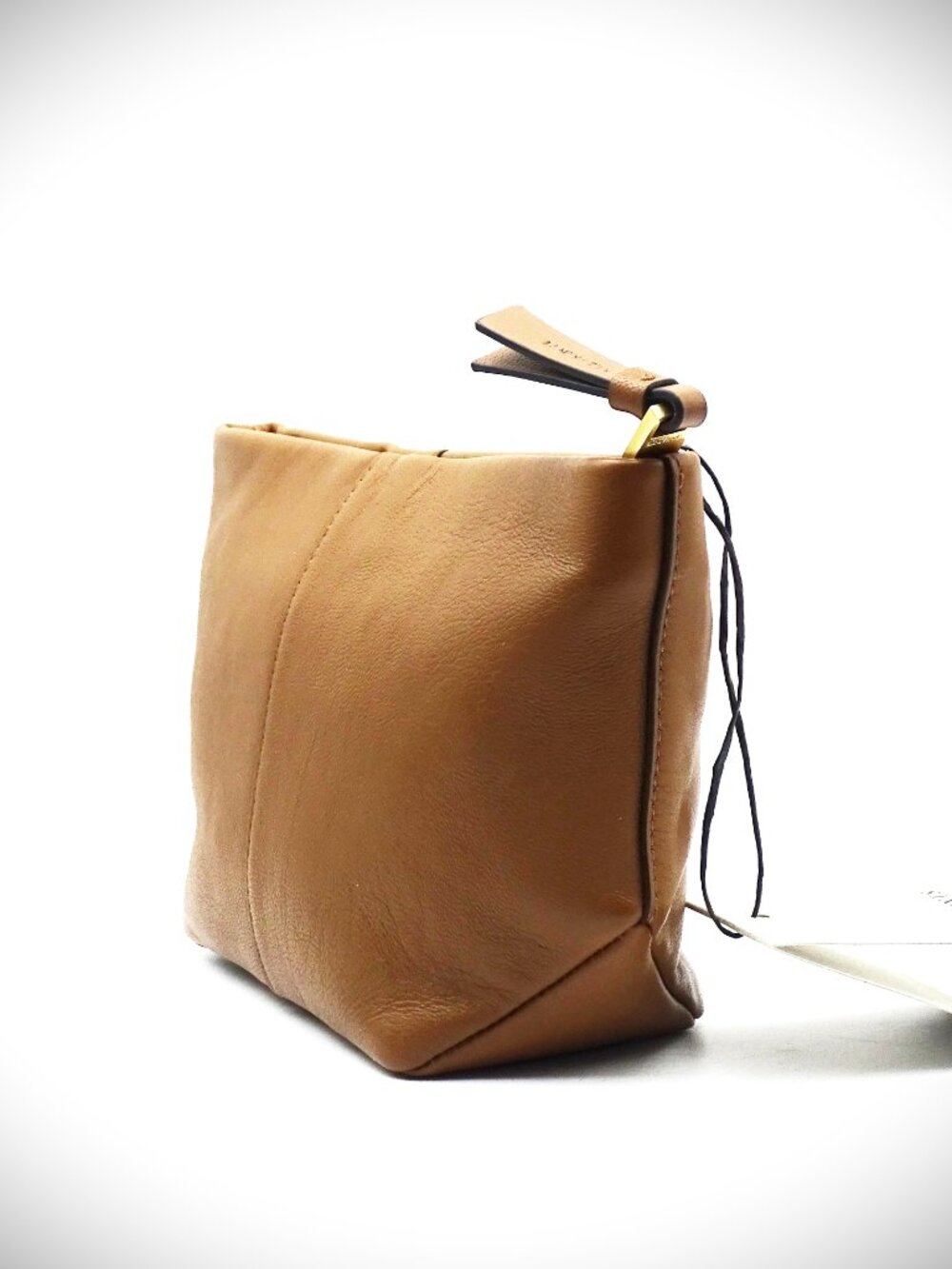ALLSAINTS Hex Genuine Sepia Brown Color Soft Leather Pouch.\ - Picture 5 of 9